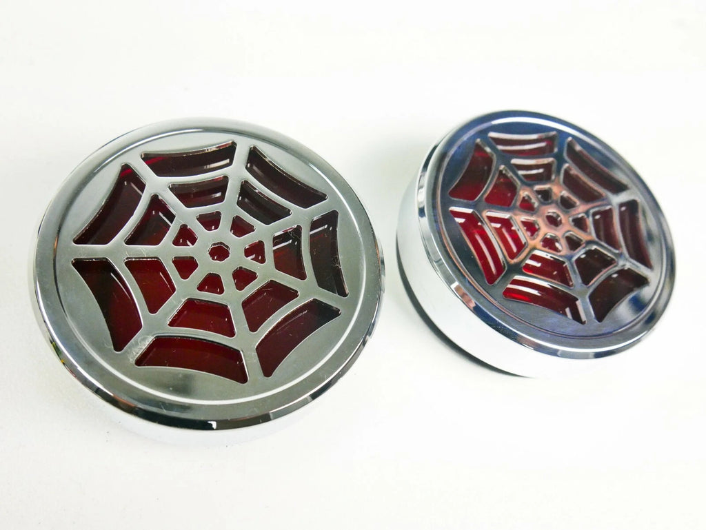 Chrome Spider Web Trim Red Turn Signal Lens Kit for Harley Davidson