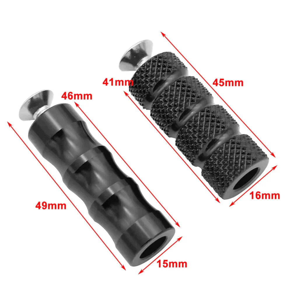 Aluminum M6 6mm Motor Foot Pegs for Motorcycle (Black)