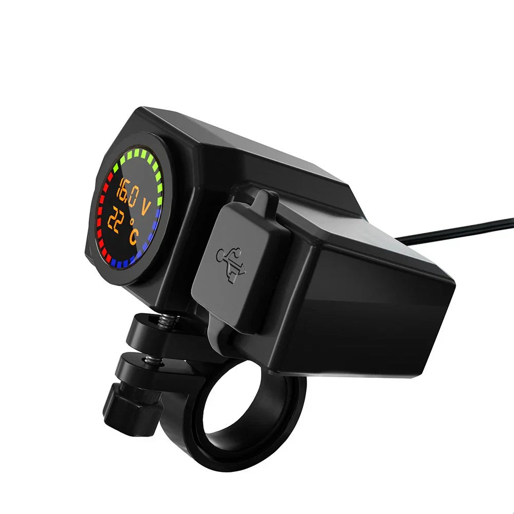 Waterproof Charger with Voltmeter and Temperature Display