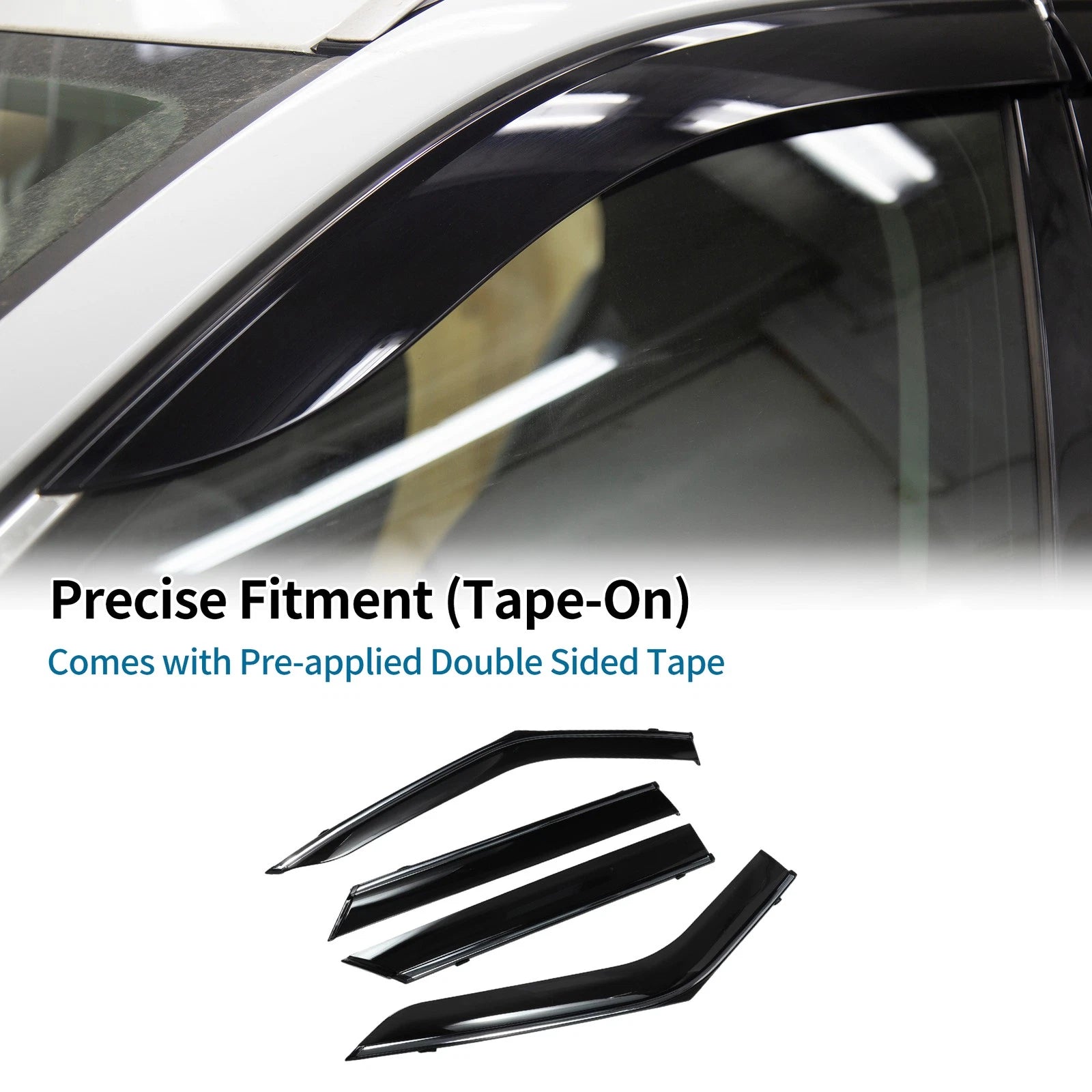 Set of 4 Window Deflectors for Ford Explorer (2020) - Black Vent Visors