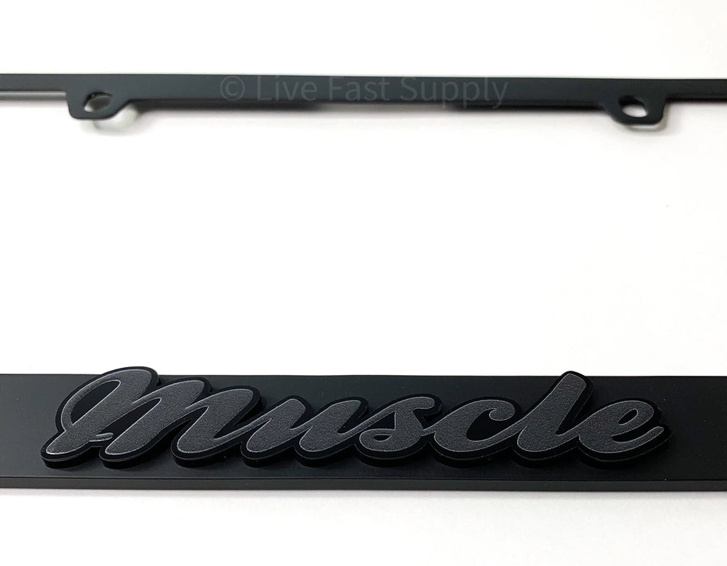 Matte License Plate Frame Premium Gray with Black Outline for Muscle Style (Universal)
