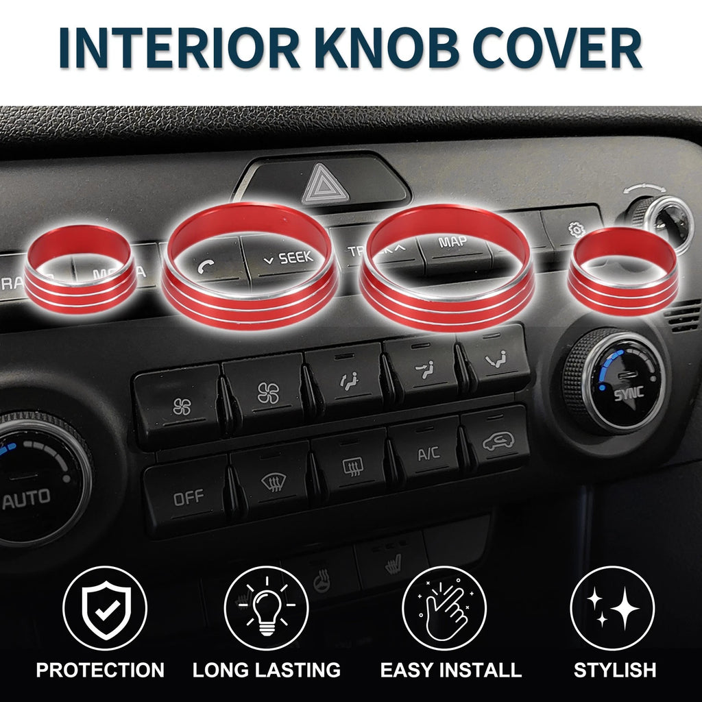 Set of 4 AC Media Volume Switch Knob Cover Rings for Kia Sportage QL (2017)