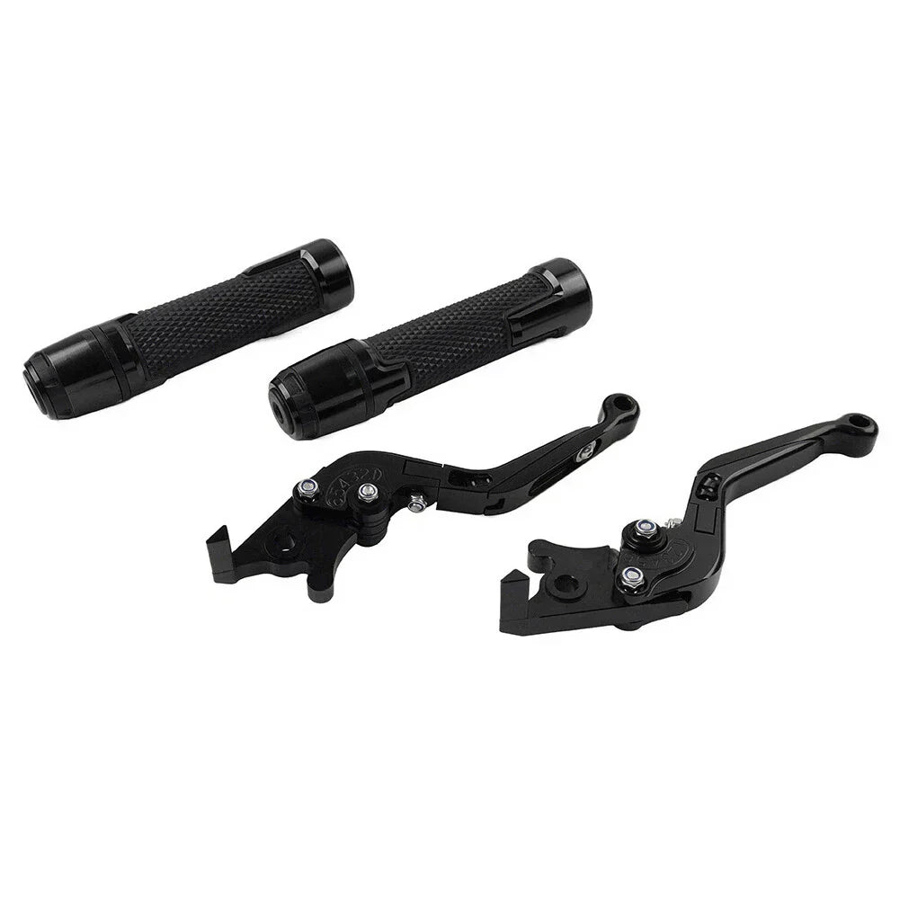 Black Extendable Brake Clutch Levers Grips Set for Suzuki GSR750 (2011-2016)
