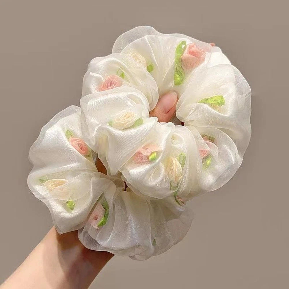 Set of 4 Floral Mesh Hair Ties for (12cm)