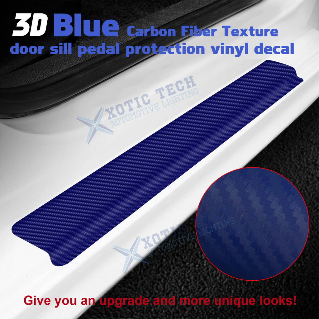 Blue 3D Carbon Fiber Style Door Sill Edge Guards for Car (-)