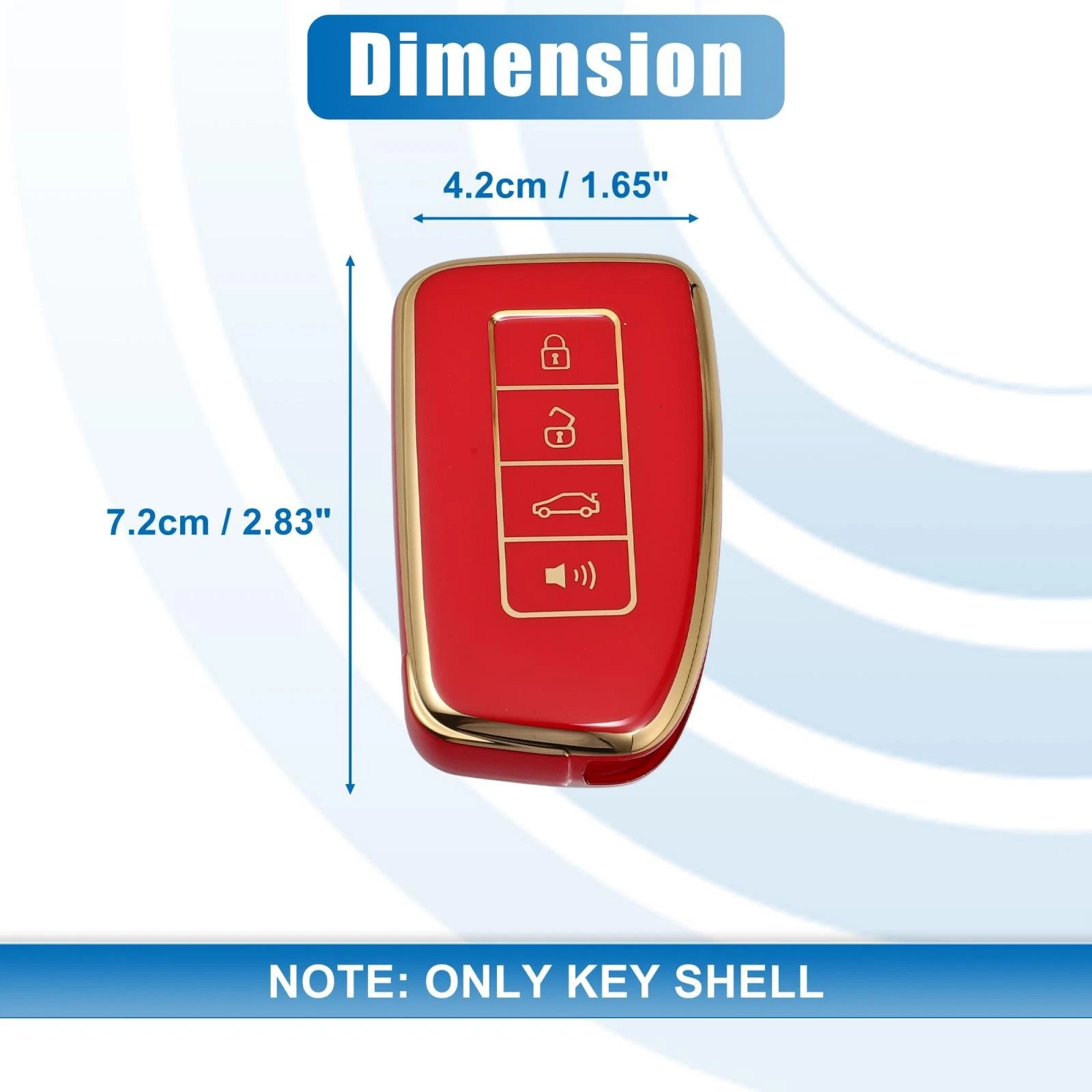 Silicone Key Fob Case Cover for Lexus RX450h (2016–2020) Red 746453068777