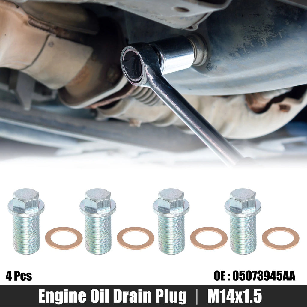Set of 4 M14x1.5 Engine Oil Drain Plug Screws w/ Seal Ring for Dodge