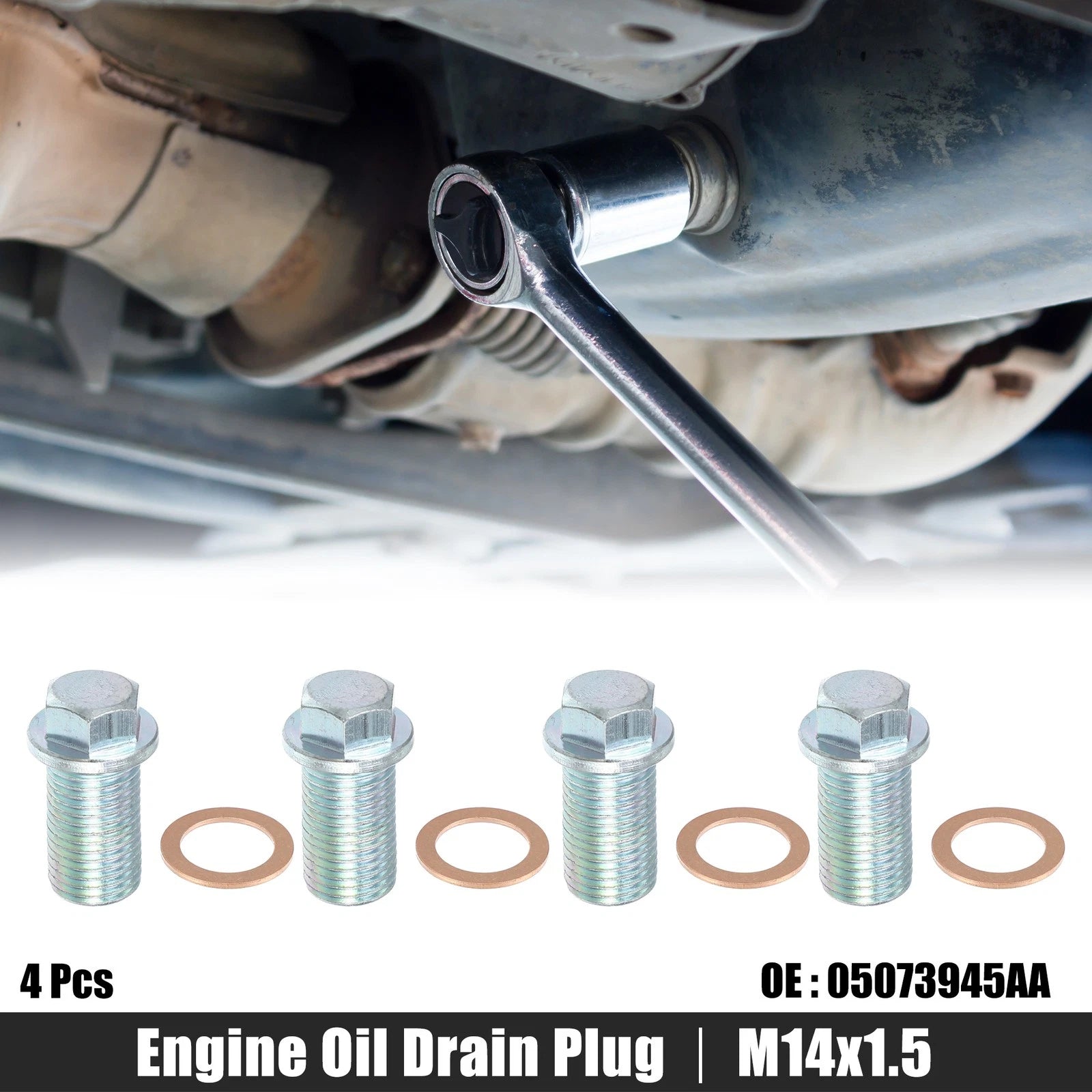 Set of 4 M14x1.5 Engine Oil Drain Plug Screws w/ Seal Ring for Dodge