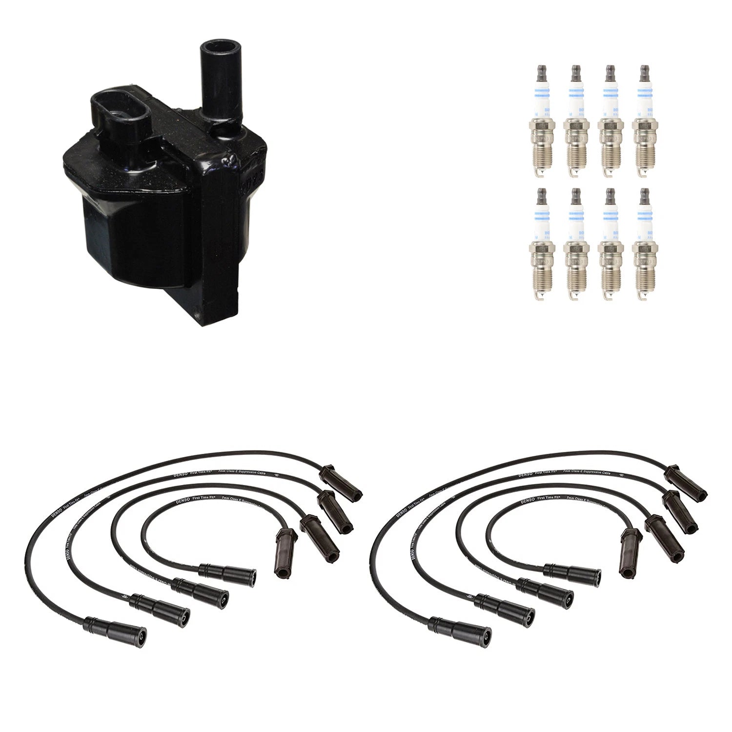 Set of 8 Denso Ignition Coil Wires & Bosch Platinum Spark Plugs for K2500 P3500 V8