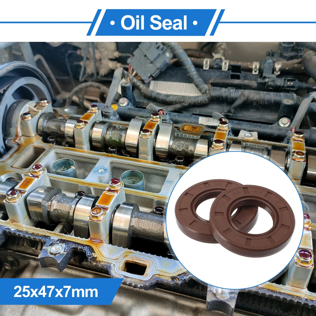 2X Oil Seal Rotary Shaft Seal for Various Models (25x47x7mm) FKM Rubber