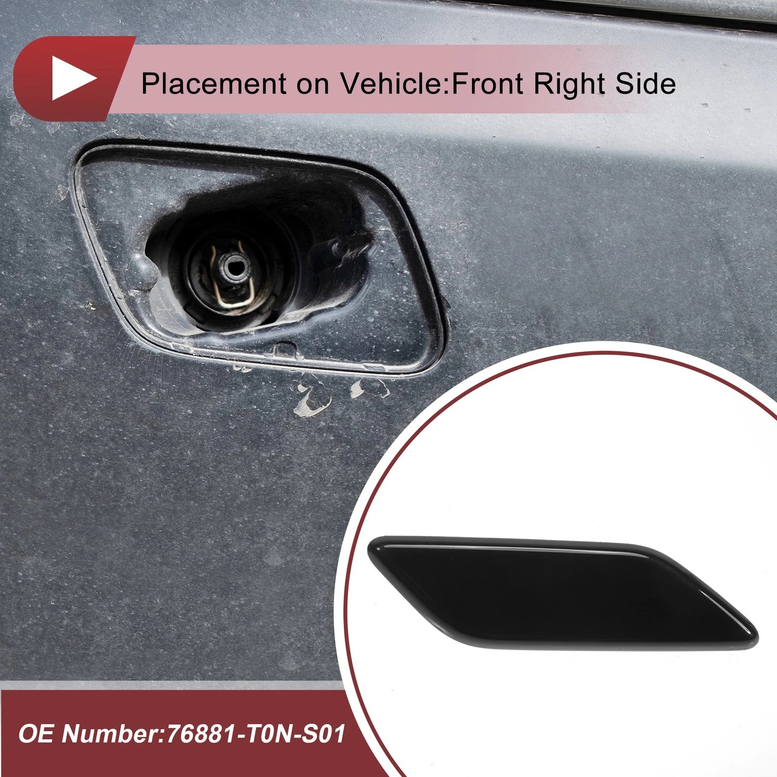 Front Right Washer Nozzle Cover Cap for Honda CR-V (2015–2017) Black