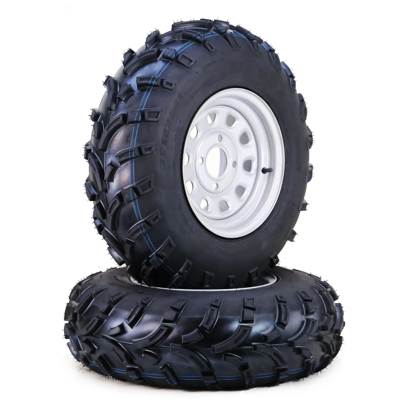 Set of 4 WANDA ATV Tires & Wheels 24x8-12 24x10-12 4-110 PCD Silver