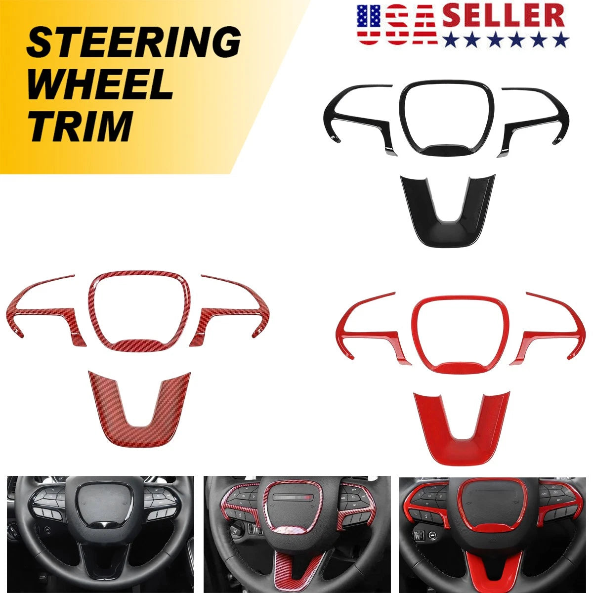 Steering Wheel Cover Trim for Dodge Charger/Challenger/Durango (2011–2023)