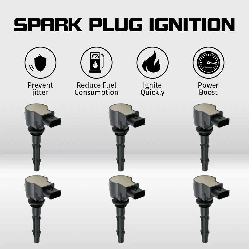 6 Pack Ignition Coil for Mercedes-Benz E280 E300 E350 C230 C250 C280 C300 (2003–2009) UF535