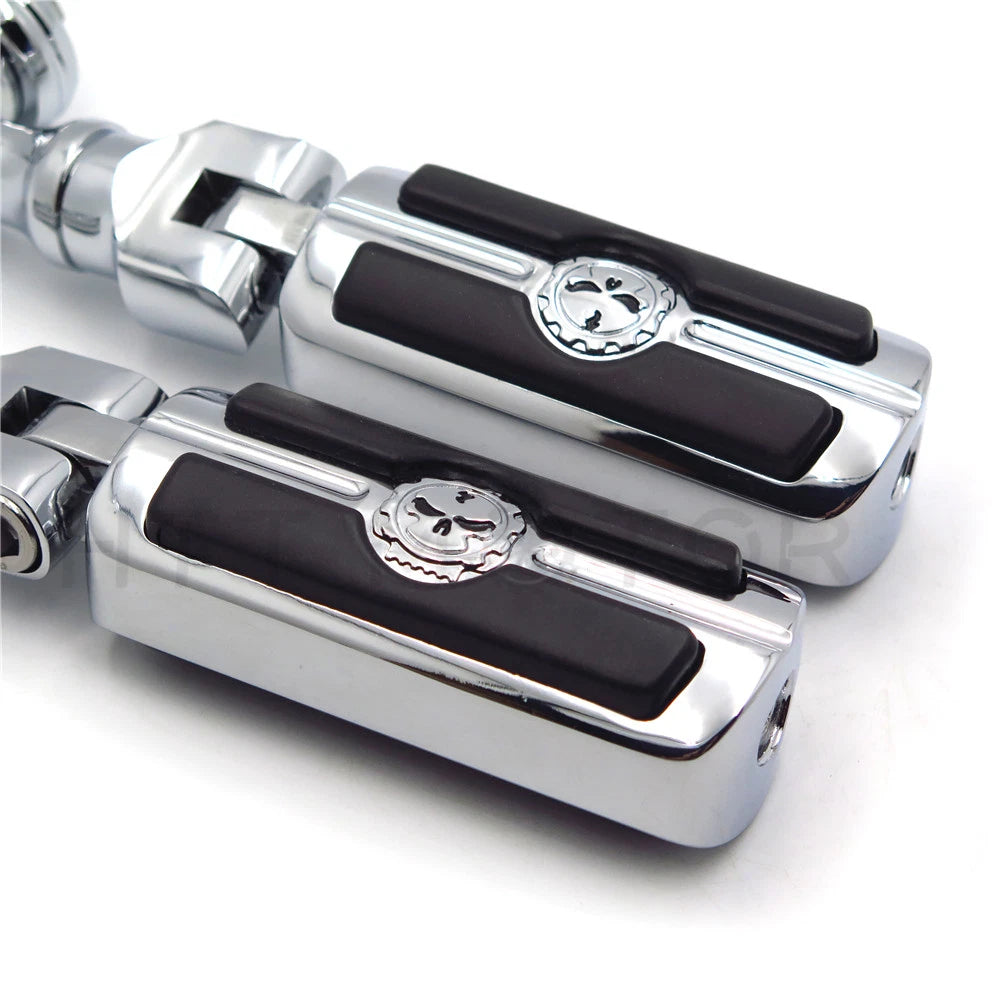 Chrome 25mm Gear Skull FootPeg for Honda GoldWing, Kawasaki, Suzuki, Triumph