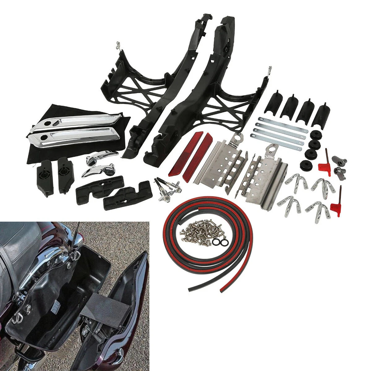 One Touch Saddlebag Latch Lids Hardware Covers for Harley Touring (2014–2024)