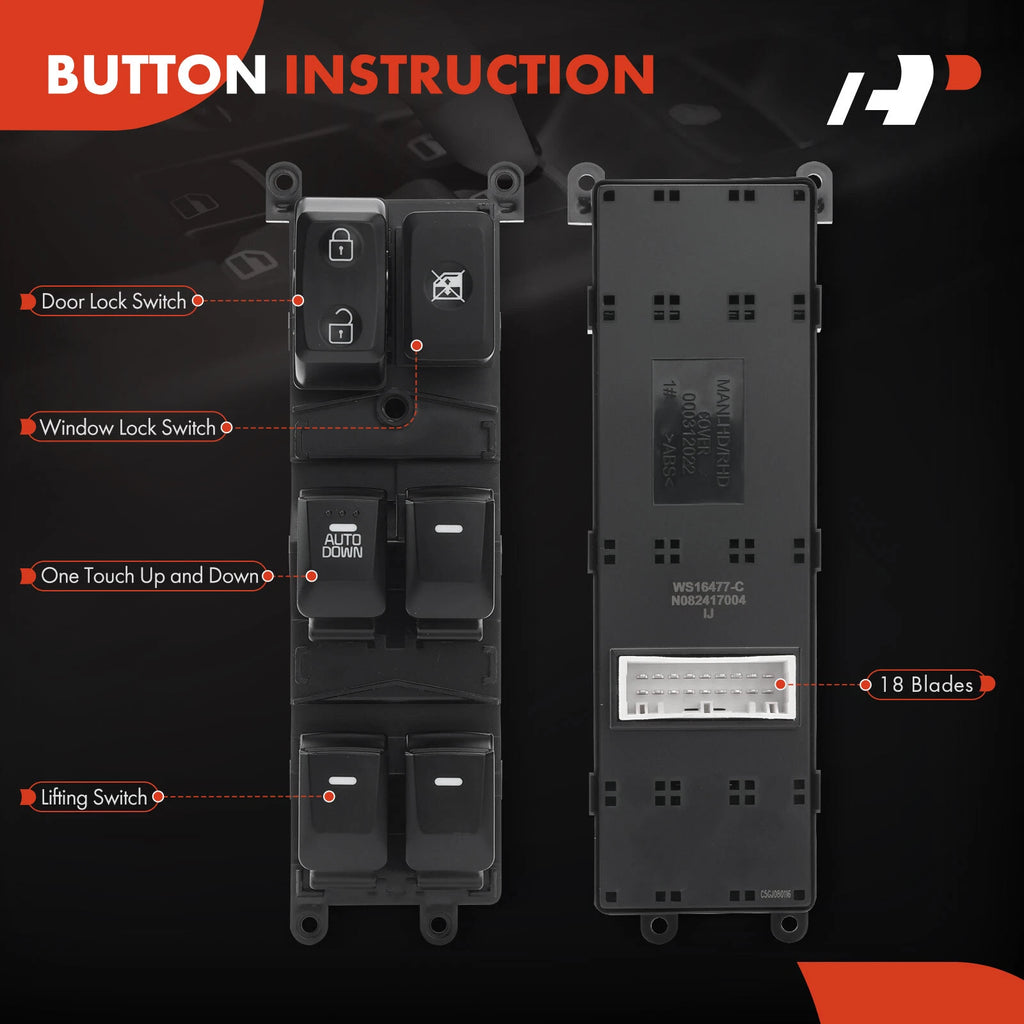 Front Left Power Window Switch for Kia Forte (2014-2018)