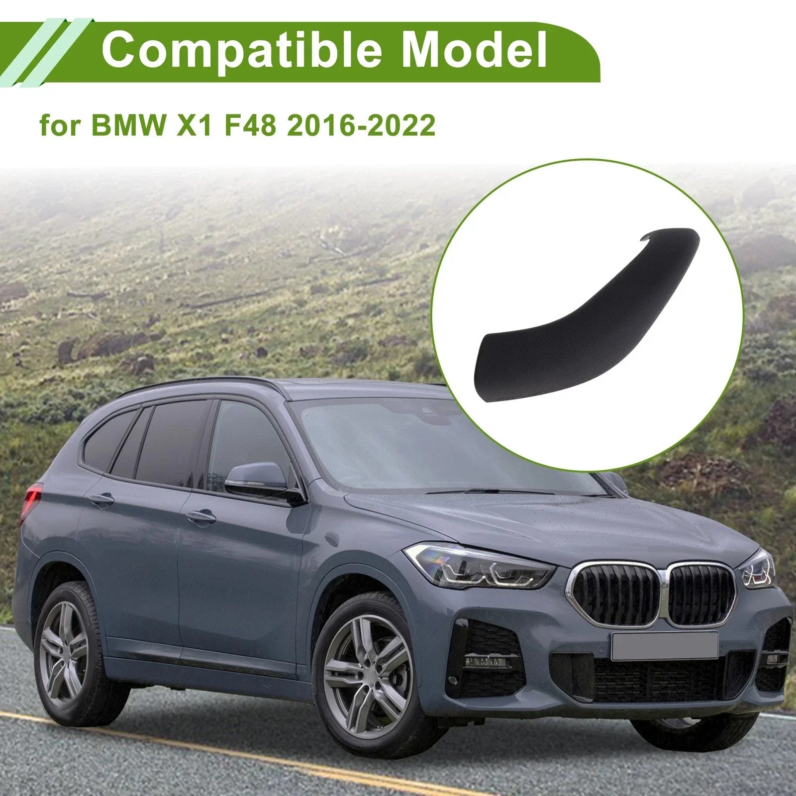 Door Panel Handle Pull Trim Cover for BMW X1 F48 Black (2016 - 2022)