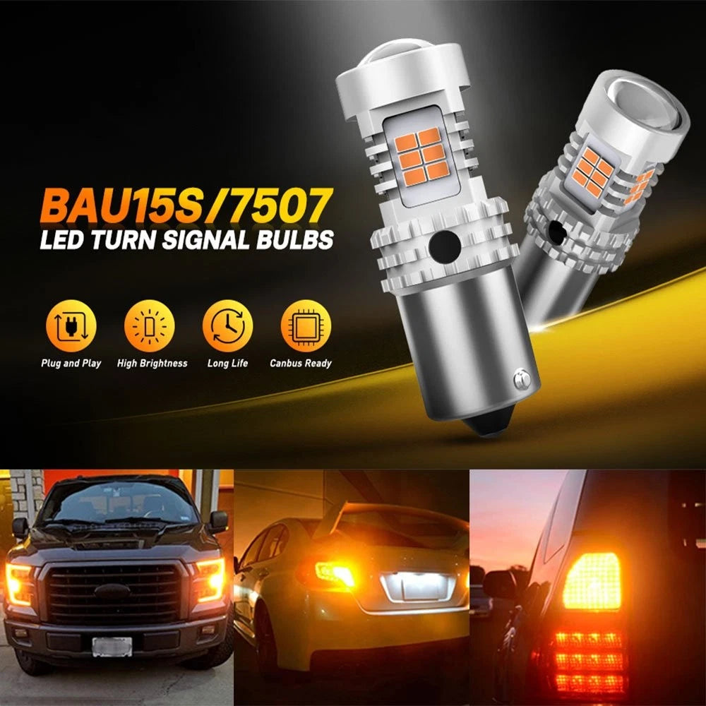 2X PY21W BAU15S 7507 Reverse LED Light Bulb Anti Flash Amber Yellow