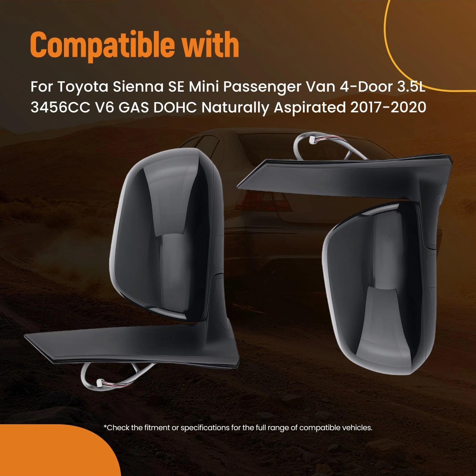 Heated Power Adjust Left Right Mirror for Toyota Sienna (2015–2020)