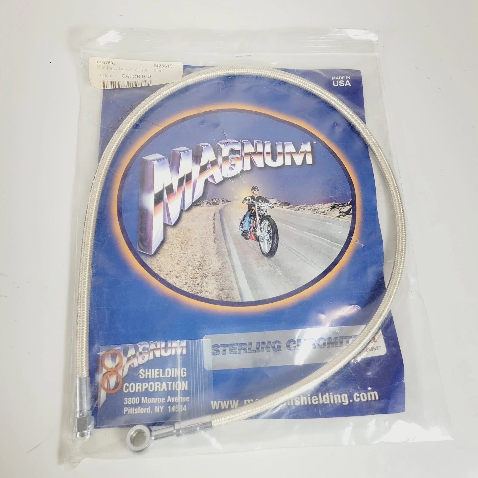 Magnum Sterling Chromite II Upper Brake Line 32" AS37632 for Harley