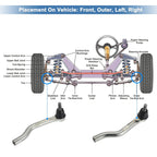 2X Front Outer Tie Rod End Links for Honda Accord (No. 53560T2AA01/53540T2AA01)