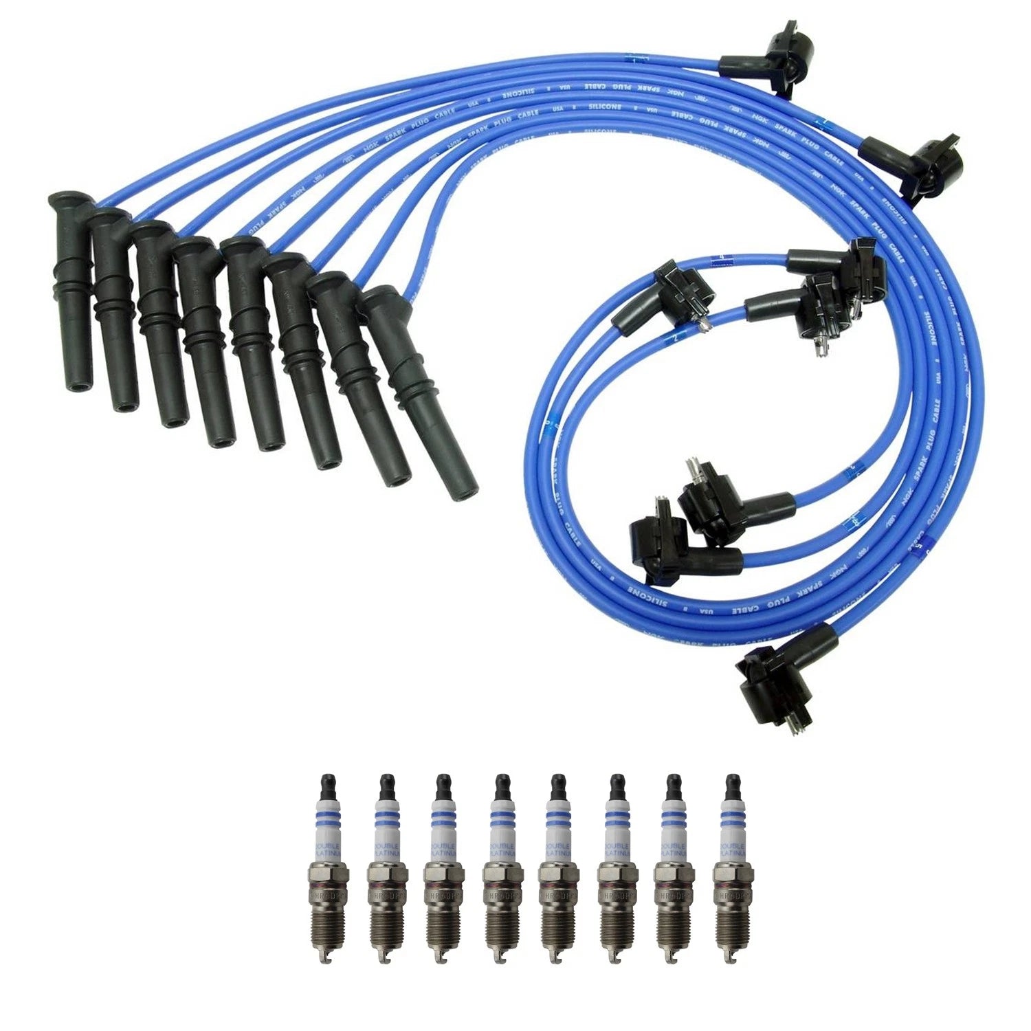 NGK Wire Set & Bosch 8 Double Platinum Spark Plugs for Crown Victoria (1992–2011)