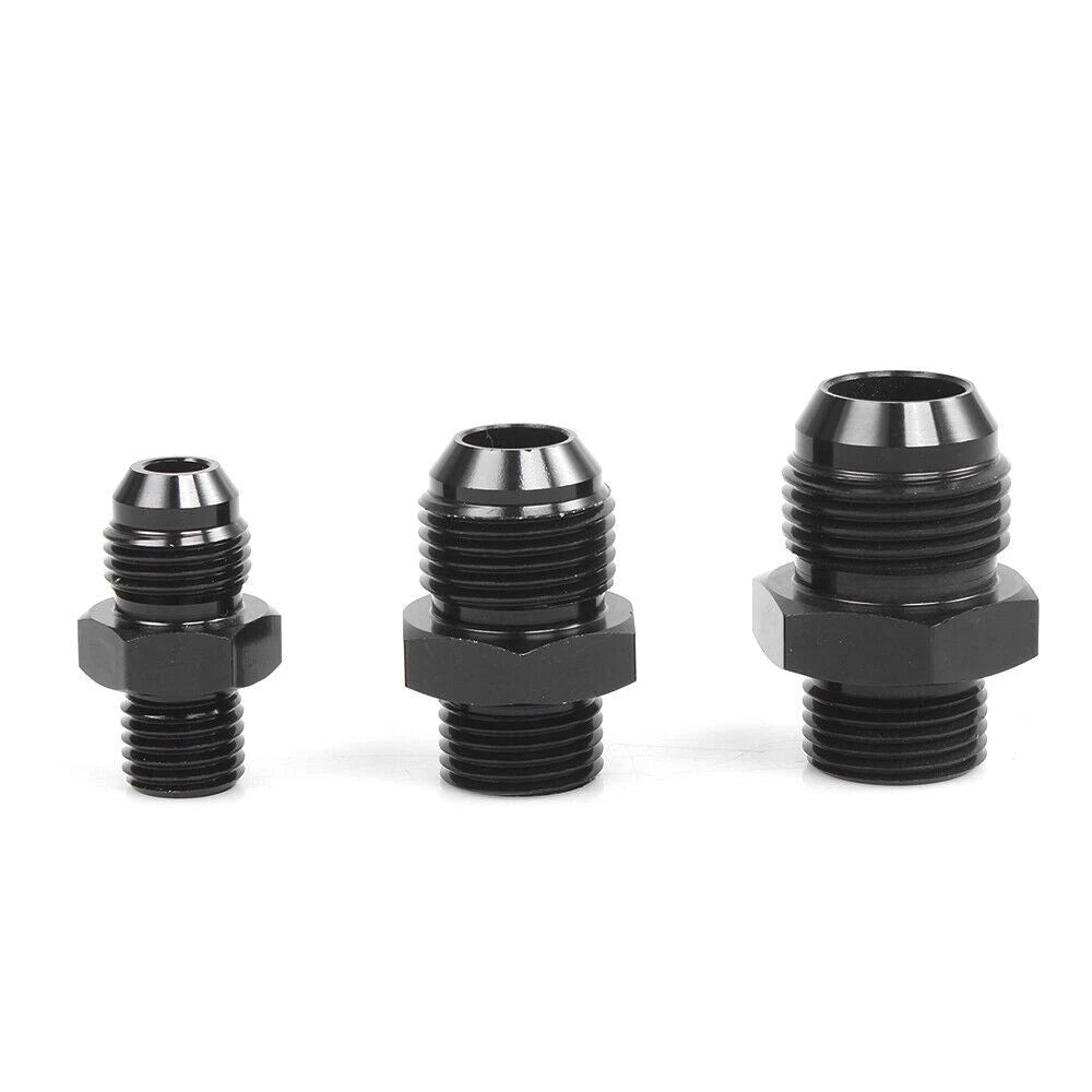 Set of 4 AN Male Flare to Metric Straight Fitting Adapters - Black