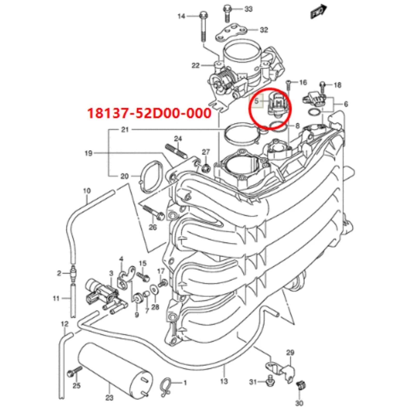 Idle Air Control Valve for Suzuki DF 150 175 200 225 250 HP (2000–2023) 18137-52D00