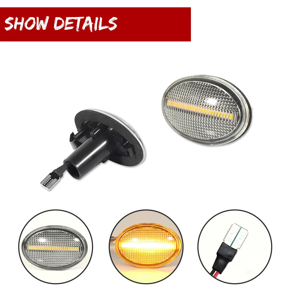 2Pcs Clear Amber LED Fender Side Marker Lamp for MINI Cooper (R55-R59)