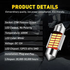 2X LED Festoon Dome/Map/Trunk Light Bulbs for AUXITO 31MM DE3175 Bright White