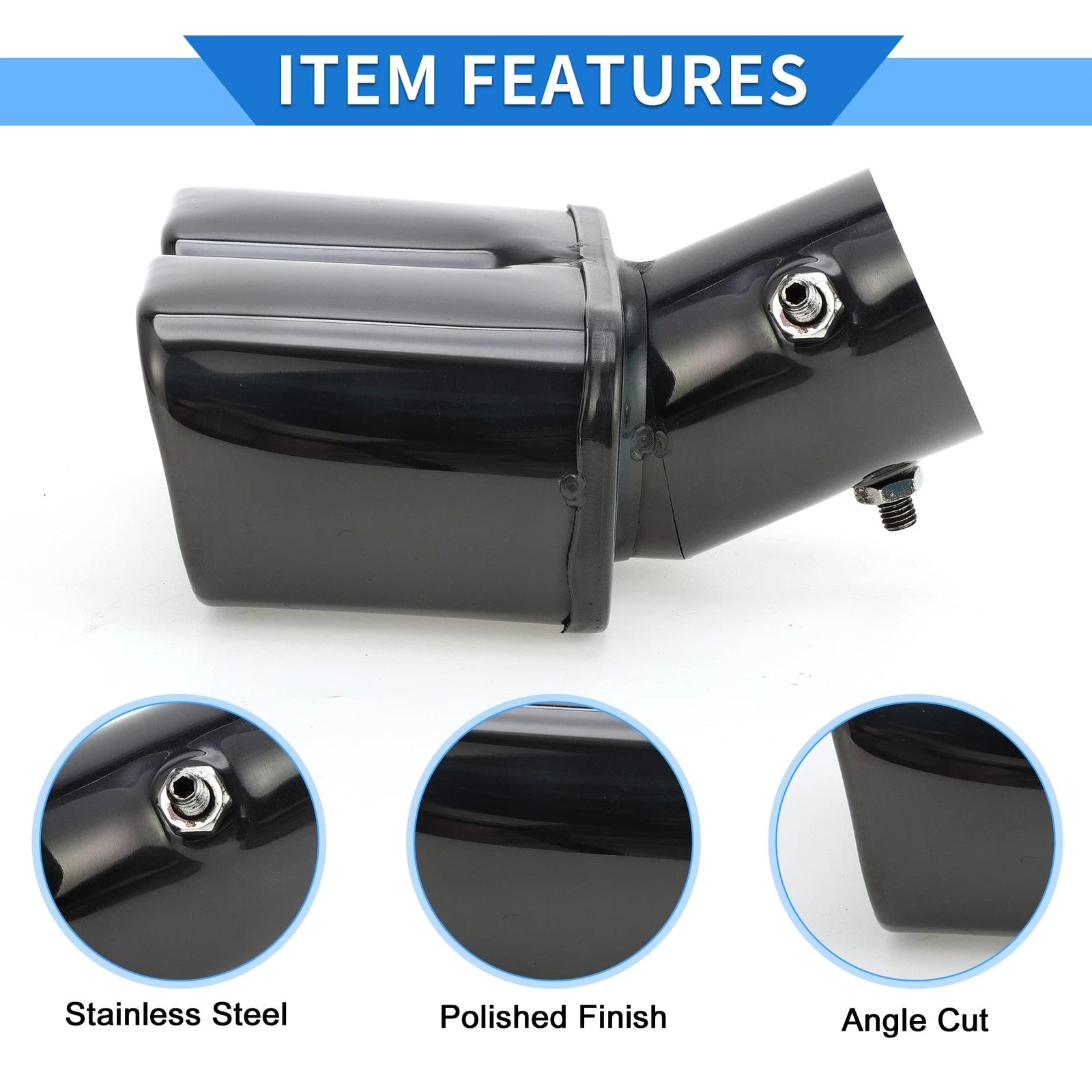 1 Pc Dual Exhaust Tip 2.4" Inlet for Toyota Raize (2020–2023) Black