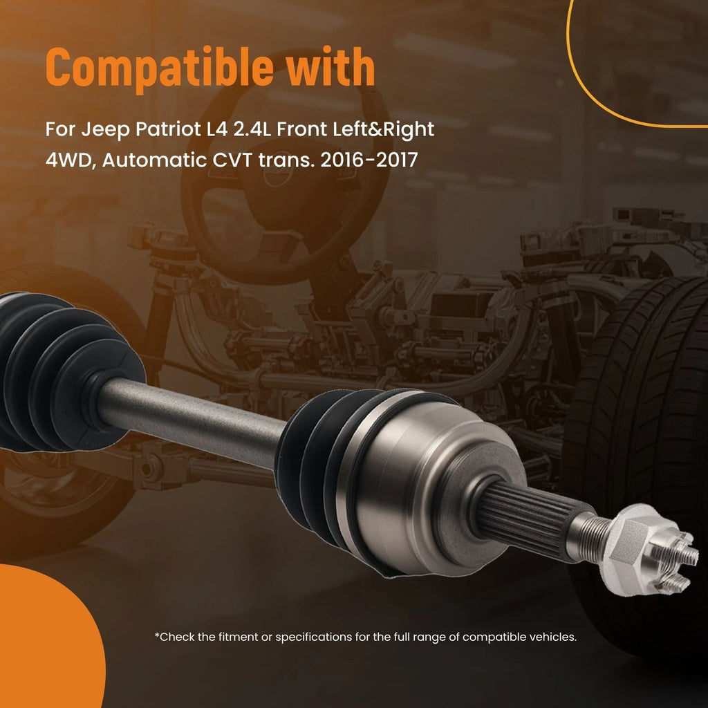 2X Front CV Axle Shaft for Jeep Patriot 4WD (2016–2017)