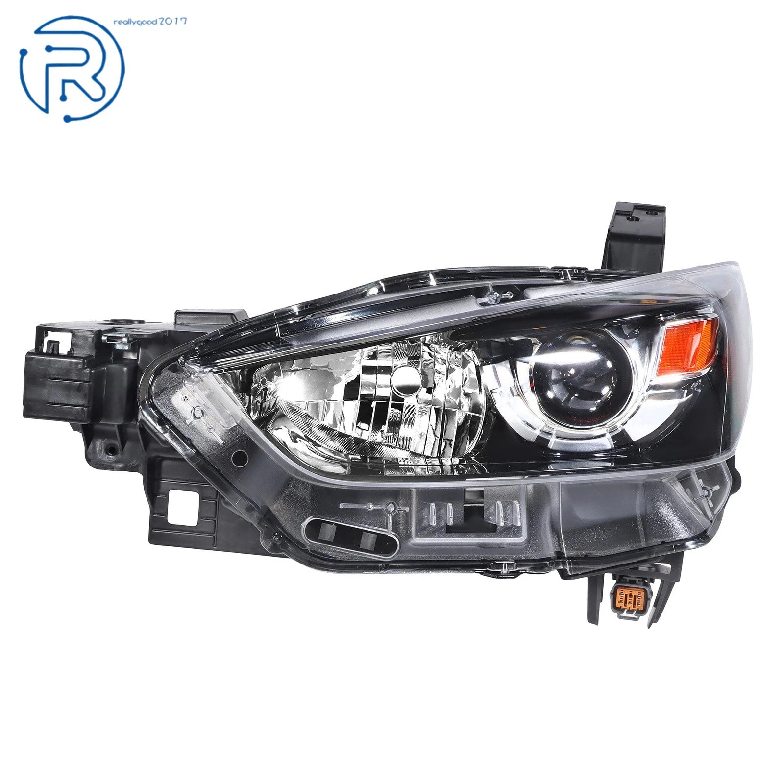 DB4N510L0A Headlight for Mazda CX-3 (2016–2019, 2022) Black Halogen Left
