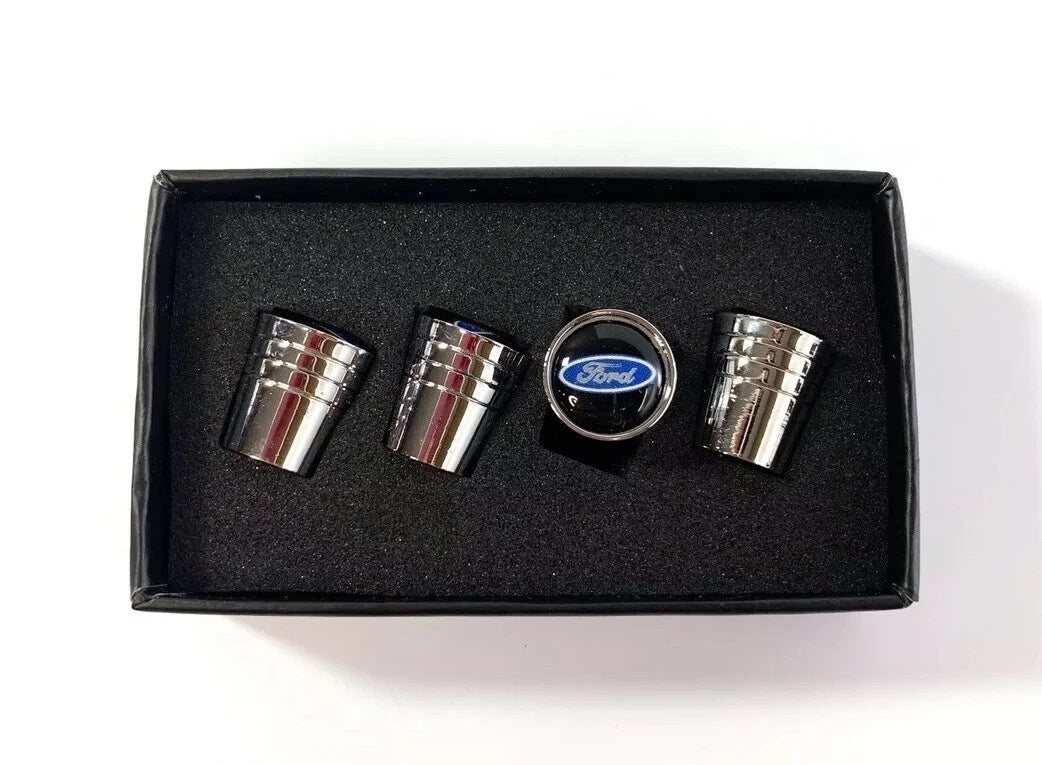 Valve Stem Caps Premium Chrome Tapered Set for Ford (2011–2024)