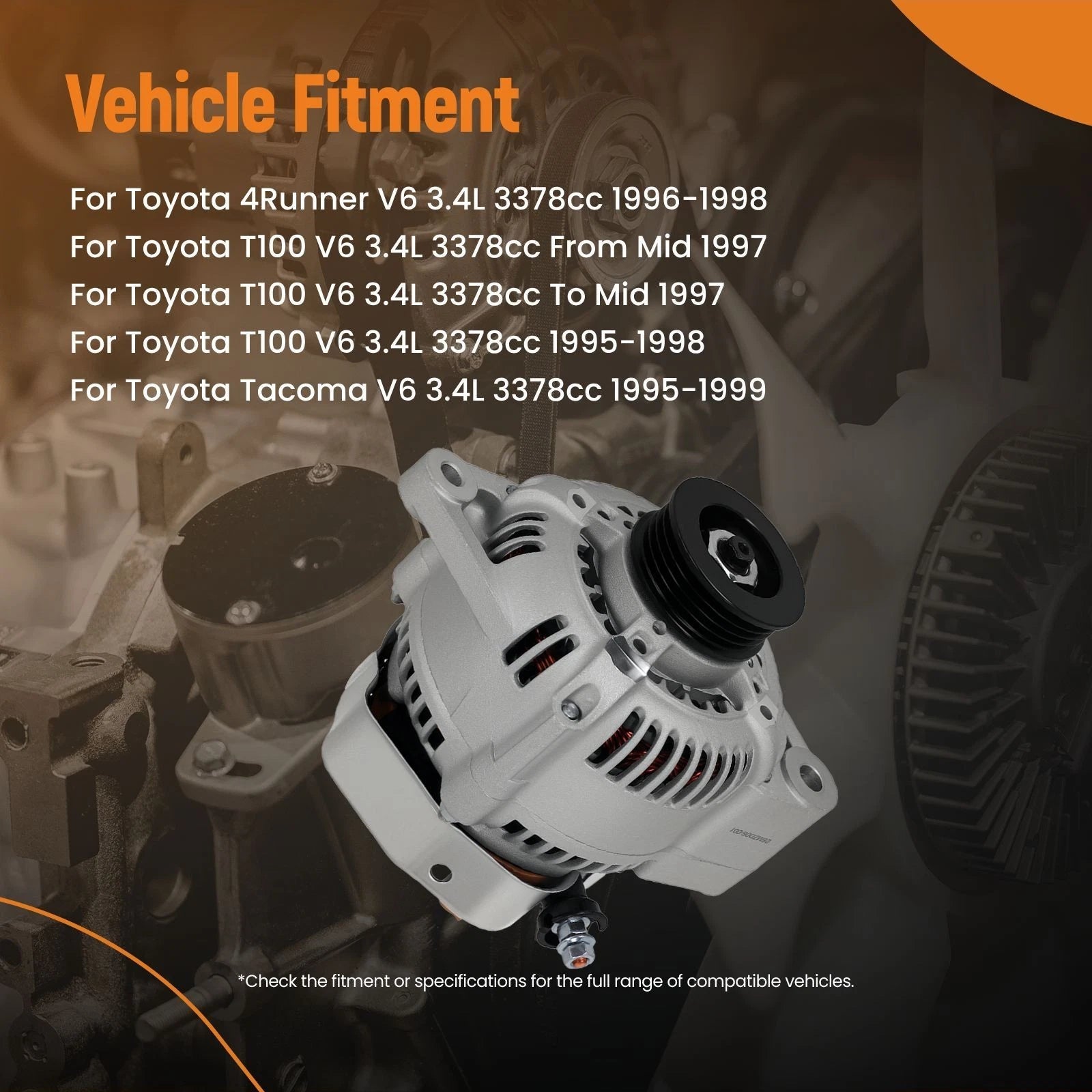 70A Alternator for Toyota 4Runner T100 Tacoma 3.4L V6 (1995–1999) 27060-62180