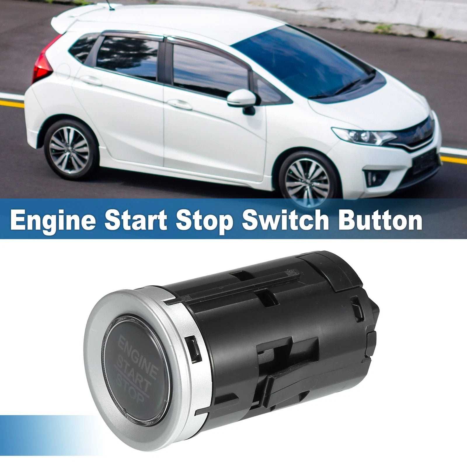 Engine Start Stop Switch Button for Honda Fit (2015–2018) Silver Tone