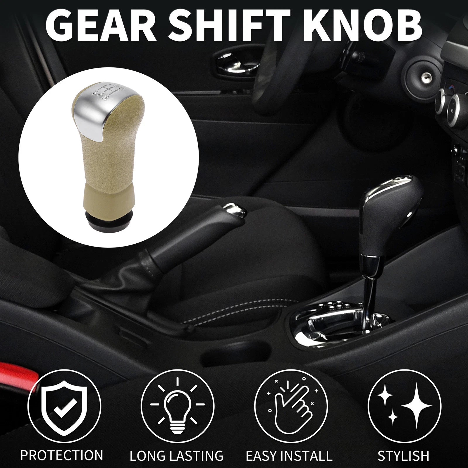 5 Speed Manual Gear Shifter Knob for Nissan Qashqai (2006–2013) Beige Plastic