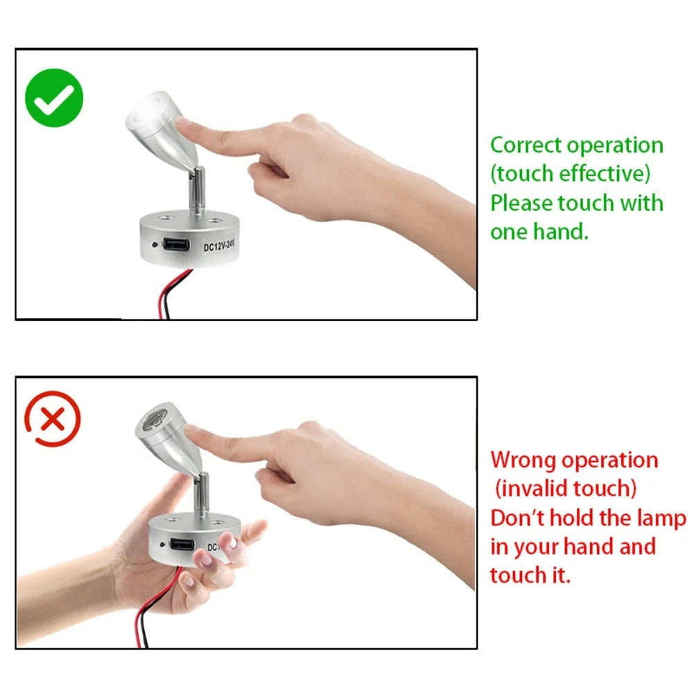 2X USB LED Reading Lamps 3W for RV Camper Van Boat Interior