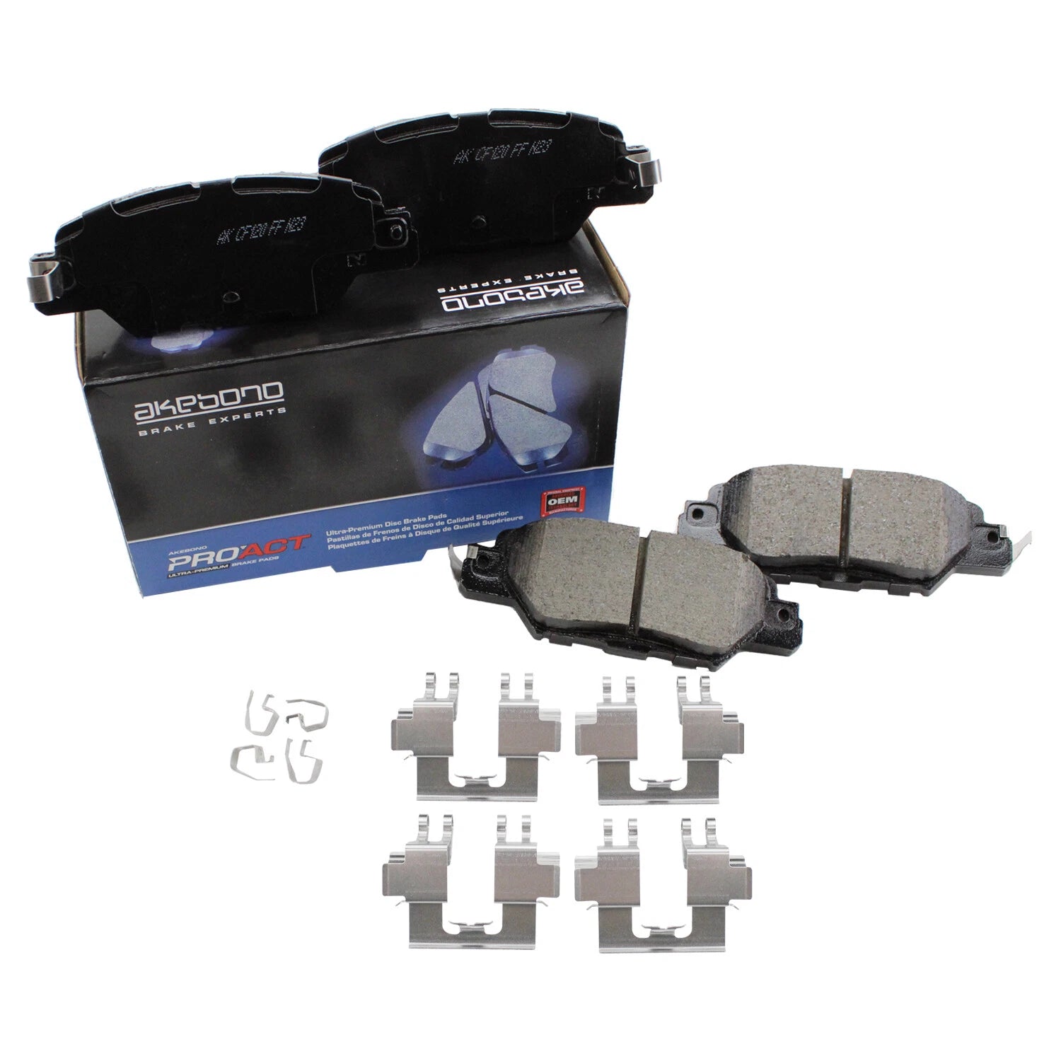 Set of 4 Akebono ProACT Rear Ceramic Brake Pads with Hardware for Mazda CX-5 (2016–2020)