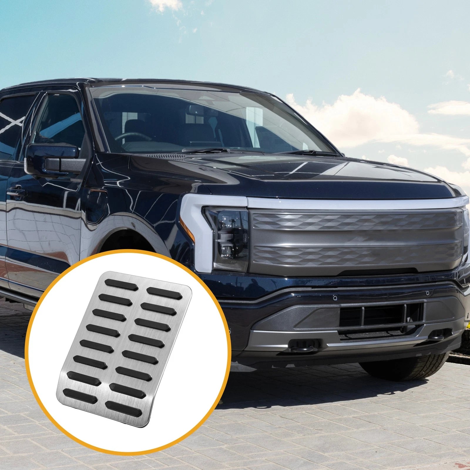 Foot Rest Pedal Cover for Ford F-150 (2015–2023) Silver Tone