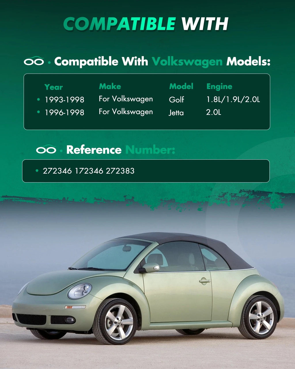 2X Quick Complete Strut Shocks & Spring Assemblies for VW Golf Jetta (1993–1998)