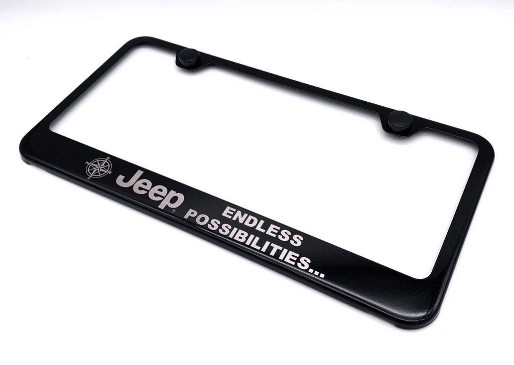 License Plate Frame with Logo for Jeep Endless Possibilities Script (–)