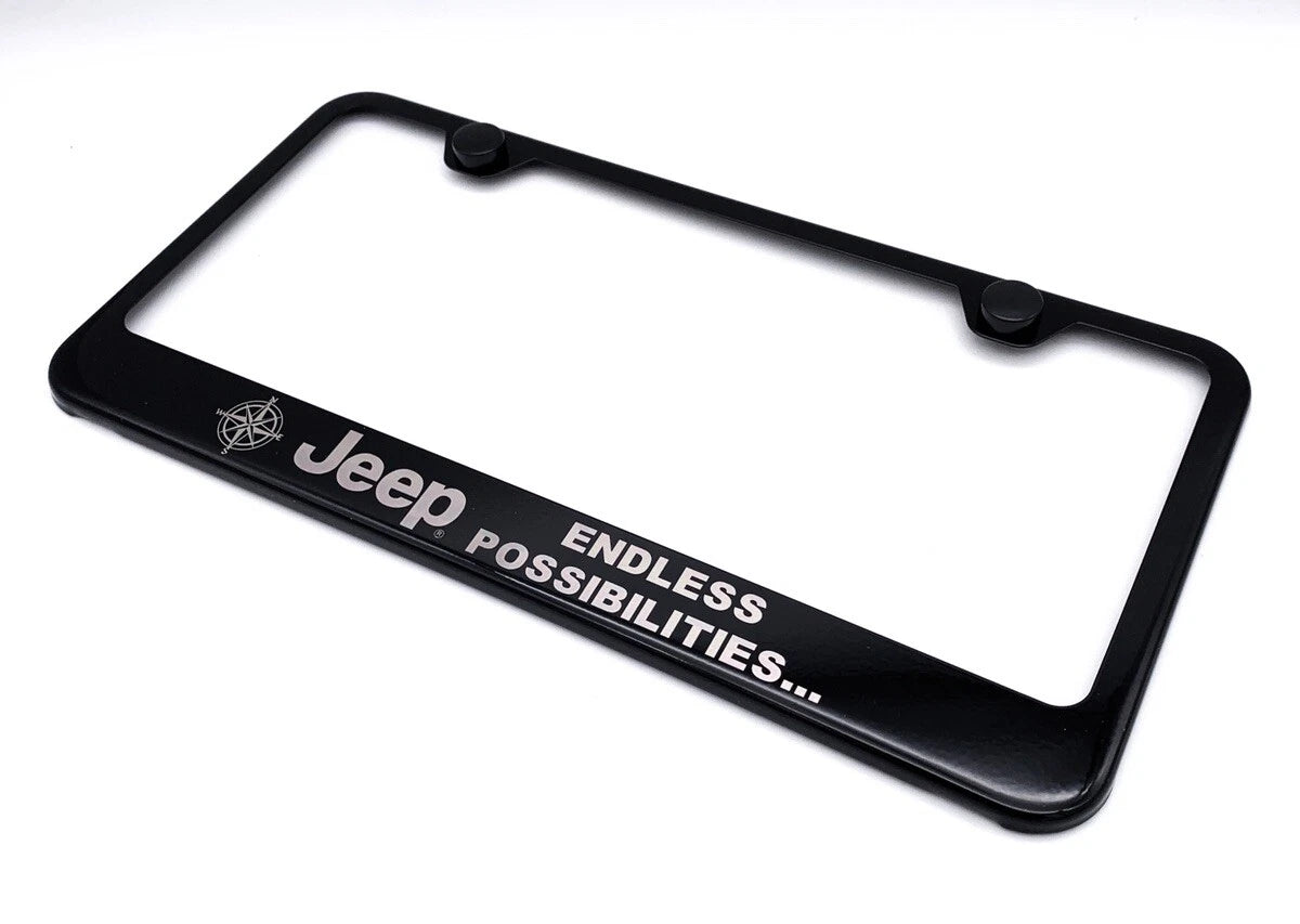 License Plate Frame with Logo for Jeep Endless Possibilities Script (–)