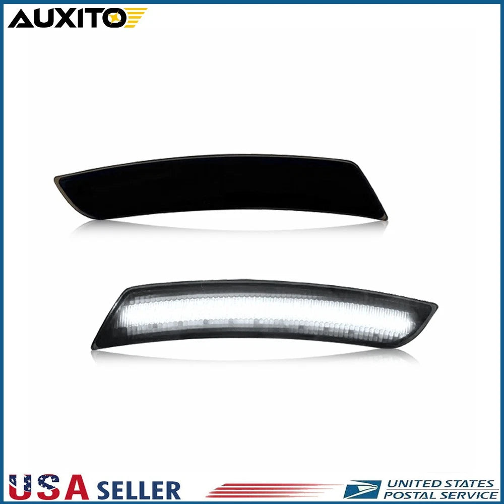 2X Smoked Lens White LED Front Side Marker Lights for Cadillac CTS ATS (2015–2020)