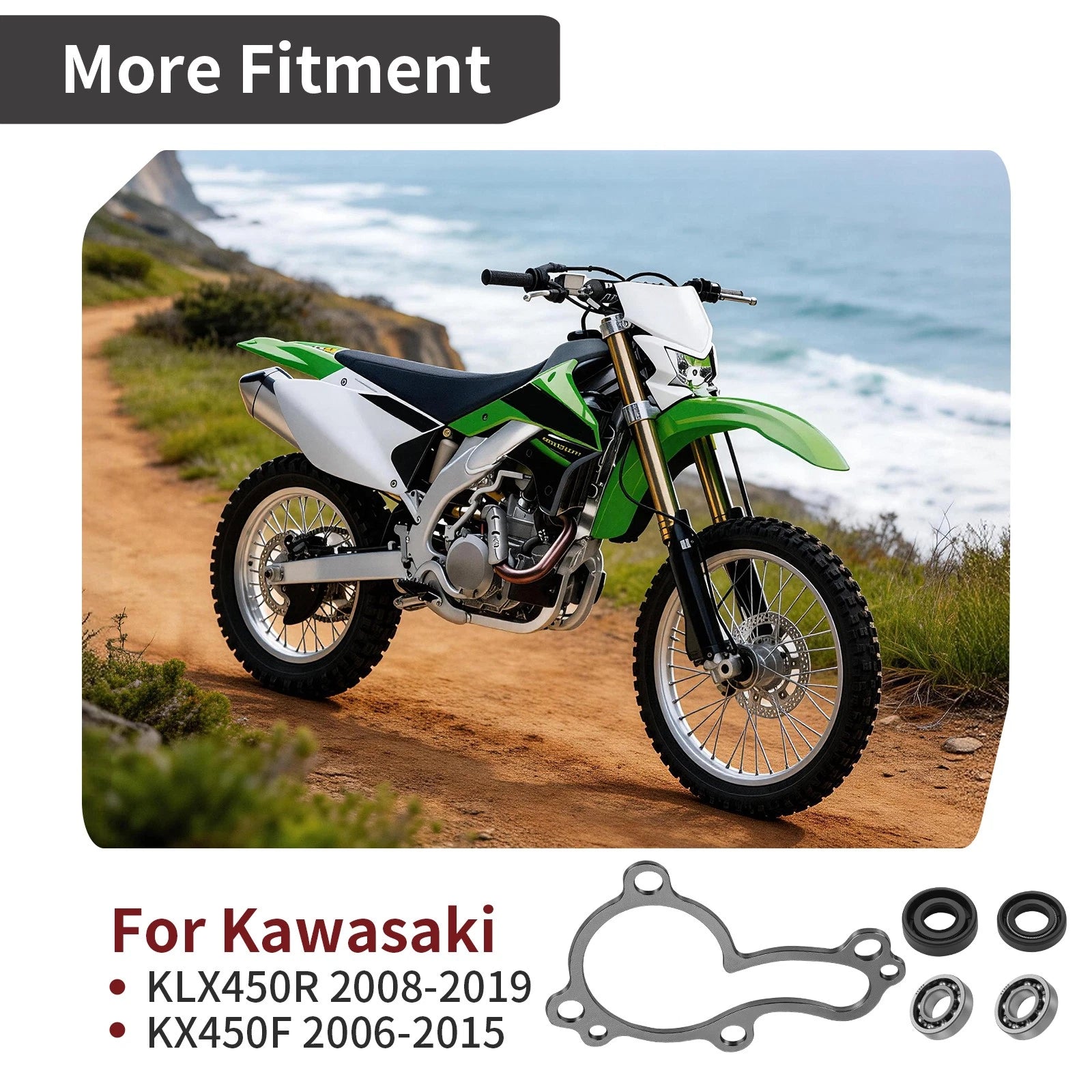 Water Pump Rebuild Kit & Bearing for Kawasaki KLX450R (2008–2019) KX450F (2006–2015)