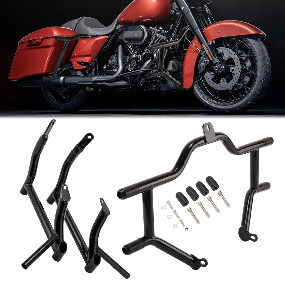 Front Engine Guard + Rear Saddlebag Rail Guards for Harley Road Glide (2009–2025)