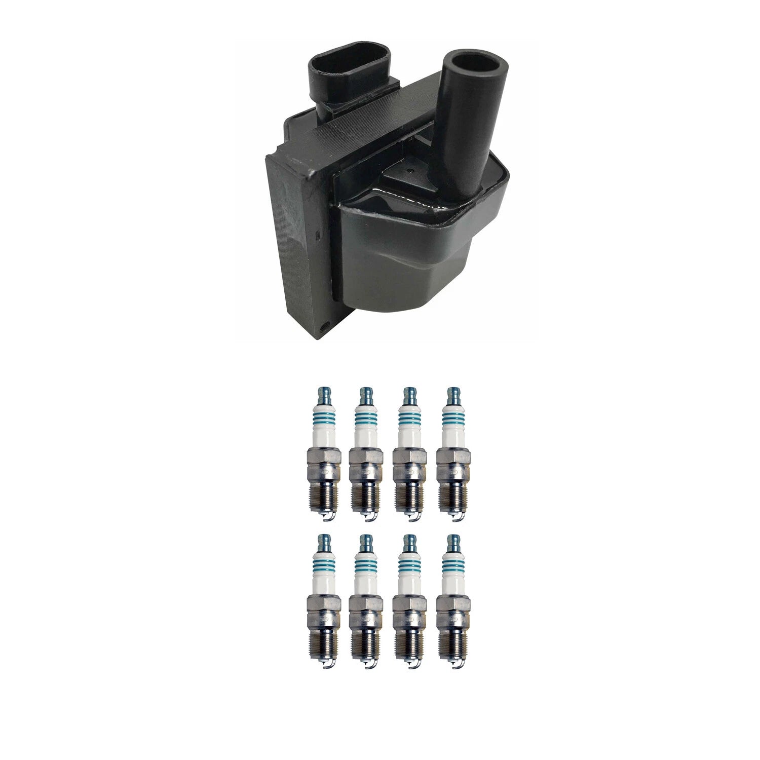 Set of 8 Hitachi Ignition Coils & Denso Iridium Spark Plugs for Escalade Fleetwood (1990–1999)