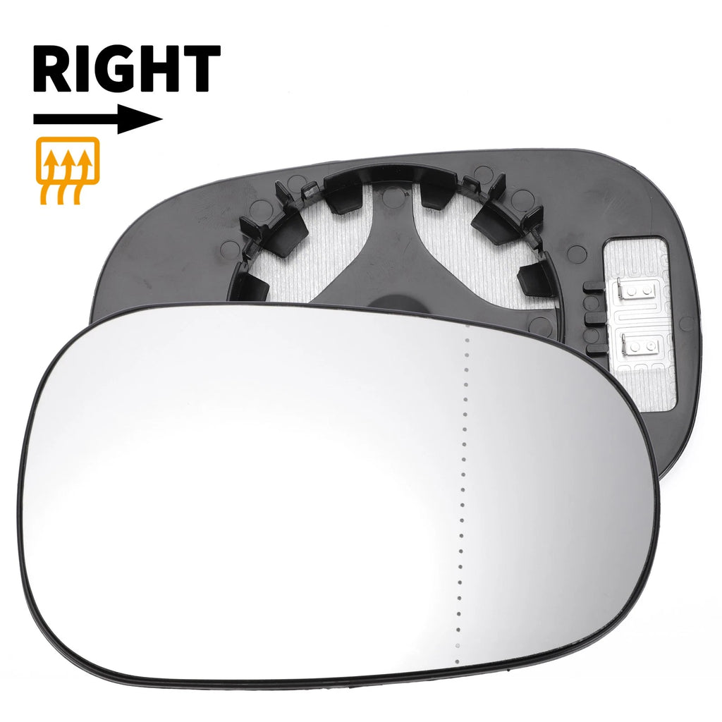 Right Side Heated White Mirror Glass for Nissan Micra (2002–2009)