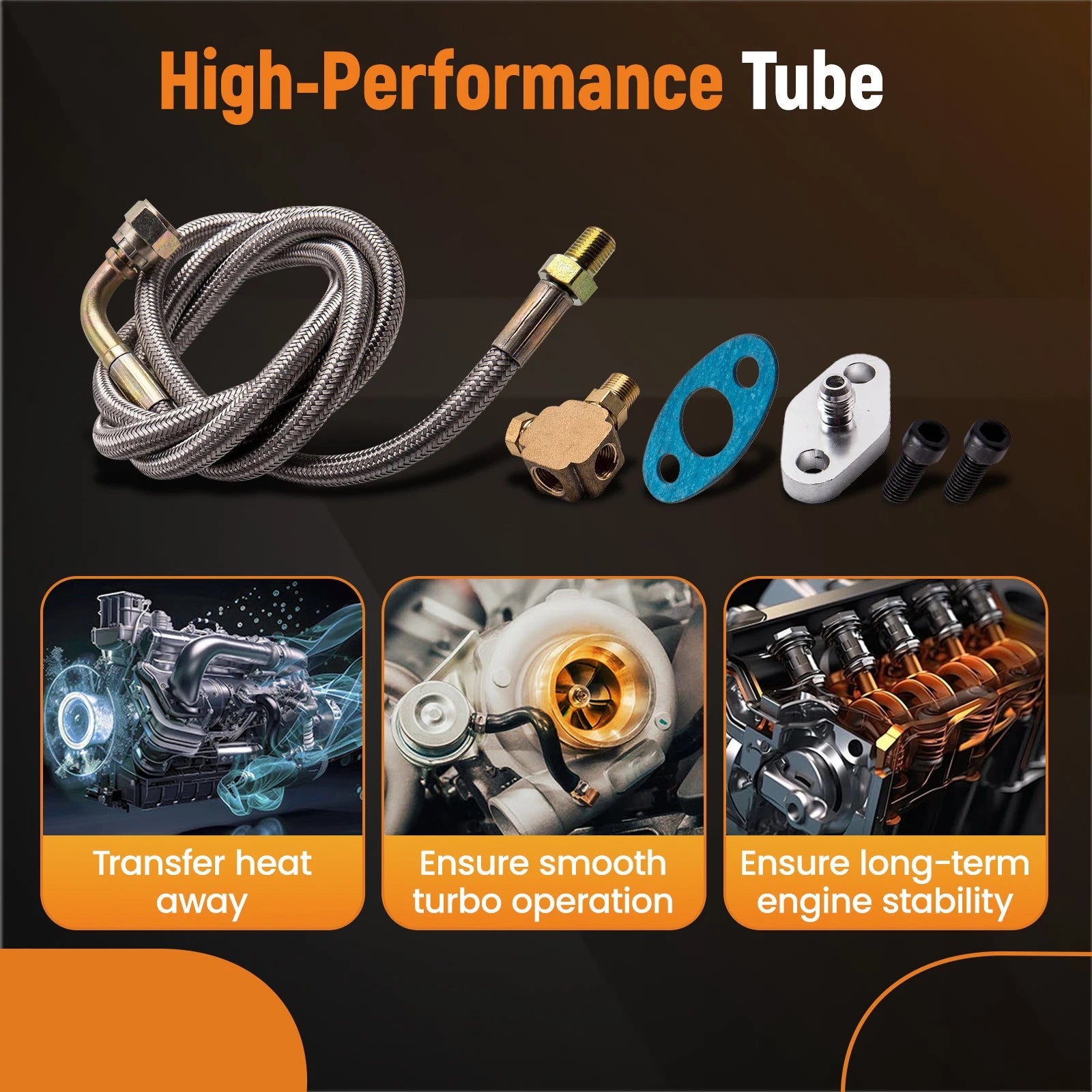 Turbo Oil Feed Line Kit for T3 T4 (41" Braided Stainless Steel)